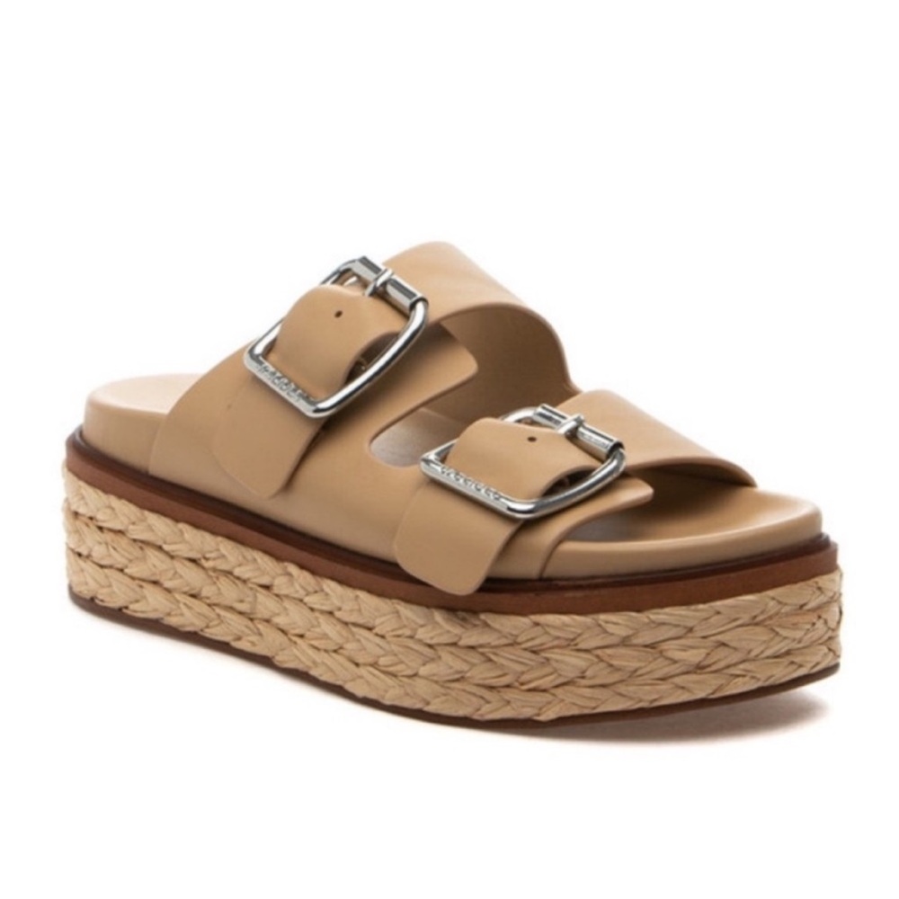 J/Slides Women's Bonnie Double Buckle Platform Slide Sandals size 8